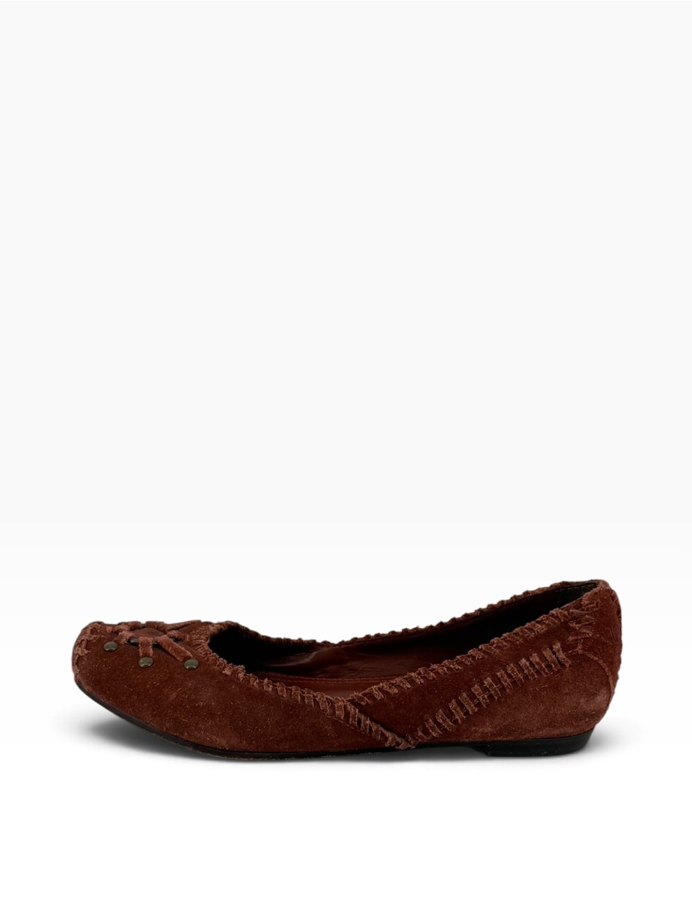 Frye Carson Cognac Brown Suede Ballet Flat